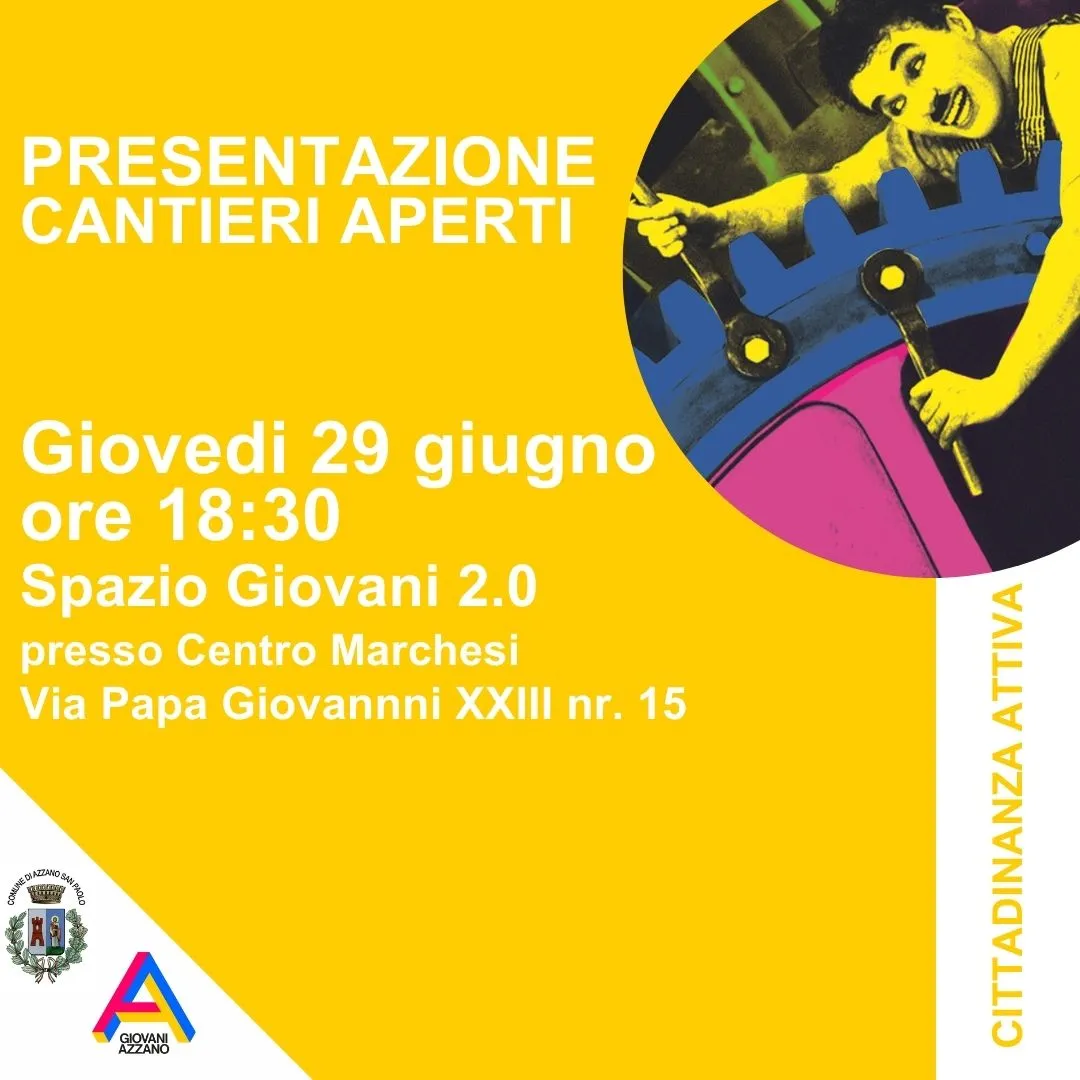 CANTIERI APERTI:GIOVEDI’, 29 GIUGNO, alle ore 18.30 allo SPAZIO 2.0. 