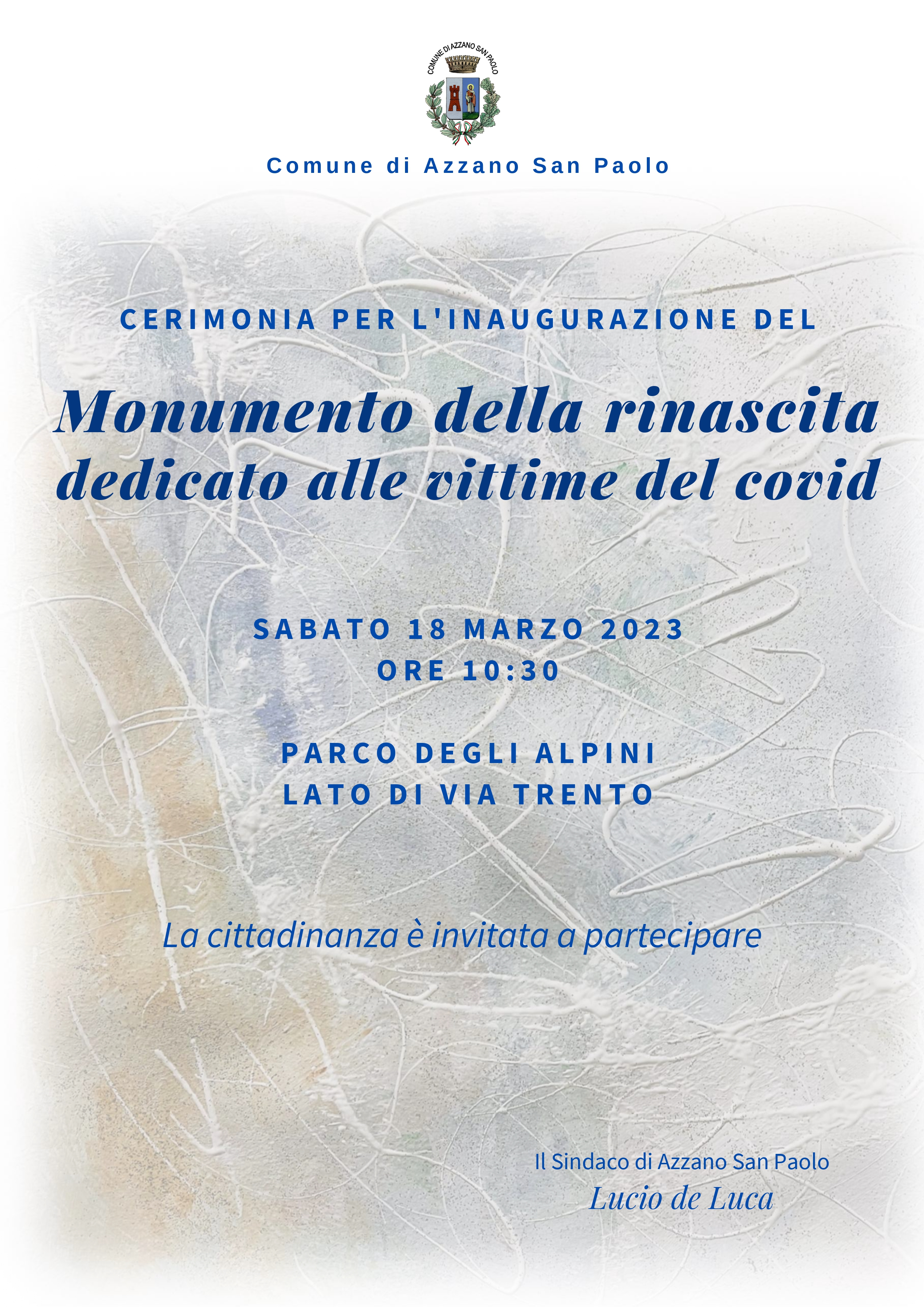 Inaugurazione del Monumento della rinascita per le vittime del Covid