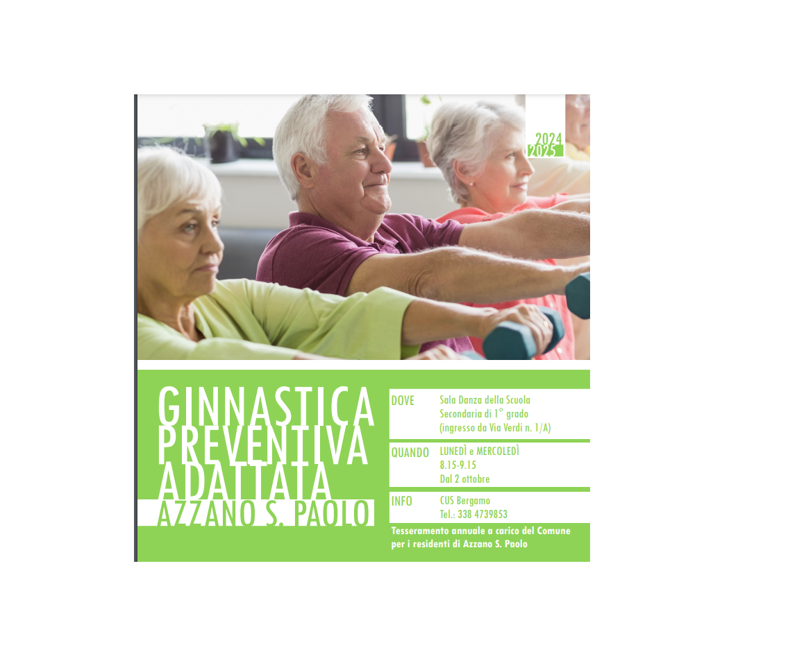 Ginnastica preventiva per la 3 età con personale qualificato Cus di Bergamo over 65 anni 